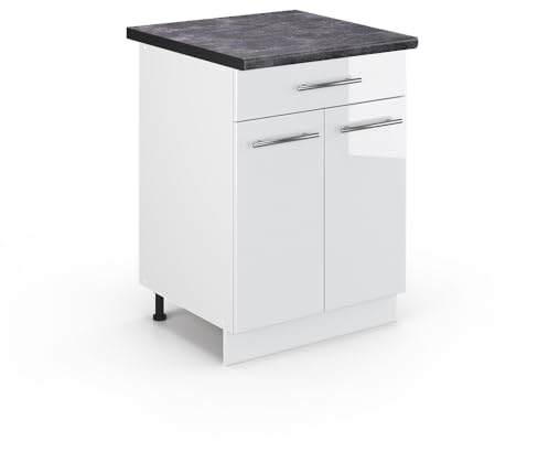 Vicco Küchenunterschrank Fame-Line, Weiß Hochglanz, 60 cm