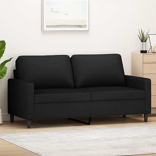 Willood 2-Sitzer-Sofa Couch für Wohnzimmer, Polstersofa mit Metallgestell, Loungesofa Zweisitzer Wohnzimmersofa Wohnzimmermöbel Schwarz 140 cm Samt