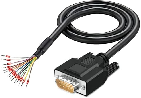 Willwewon Cable de extensión serie 24 AWG macho VGA RS232 de 15 pines HDB15 de 3 filas chapado en oro de 15 pines con cable de extremo desnudo de 3 m
