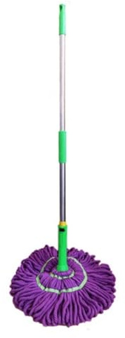 TOTIKI Serpillières Vadrouille Balai À Essorage Automatique avec Manche Allongé Balai Rotatif À Rotation Automatique Balai À Essorage Mains Libres pour Le Sol Balai à Franges(Steel Rod)