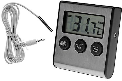 PRETYZOOM Digitales Kühlschrankthermometer Alarmthermometer Für Hohe Und Niedrige Temperaturen Innenthermometer Ohne Batterie Für Küchenbedarf Mit Digitaler Bildschirmanzeige