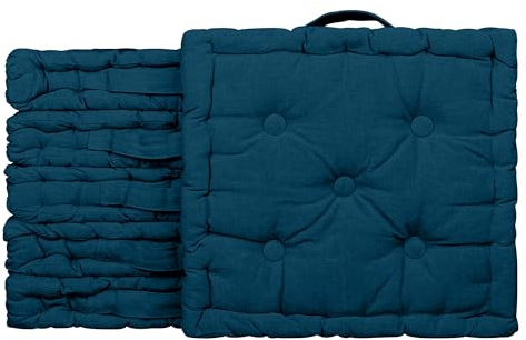 IlGruppone 6 Pezzi Cuscini Sedia Quadrati Alti Mattonella Trapuntati Cuscino da Pavimento con Maniglia 40x40 Cm Altezza 6 Cm Cuscino Spesso Cucina Interno Esterno Coprisedia - Petrolio