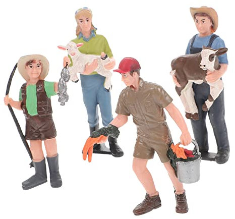 JOINPAYA 4stücke Teiliges Bauernhof Realistische Simulation Farbige Miniatur Bauern Menschen Modelle Für Kuchendekorationen Geschenk Spielzeug Junge Mädchen