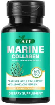 Marine Collagen Capsules 2200mg - High Strength with Vitamin C, Haluroynic Acid, Vitamin E, Zinc, Copper, Black Pepper - 60 Capsules for Skin, Hair - Women & Men Premium Hydrolysed Collagen Complex
