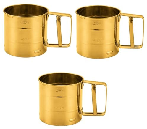 Cabilock 3 Piezas de harina de acero inoxidable colador de cocina coladores de cocina baterías de baterias de de en polvo colador de harina cedazo Golden