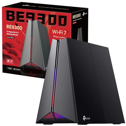 TP-Link Archer GE550 BE9300 Tri-Band WiFi 7 Gaming Router, 5G Multi-Gigabit Game Ports for Ultimate Speed Experience, WiFi Router up to 9220 Mbps Speed, 4K-QAM, 6 GHz Smart Roaming with Easy-Mesh