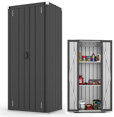 YODOLLA Armoire de Rangement Extérieure à 3 Niveaux,Abri de Jardin Métal