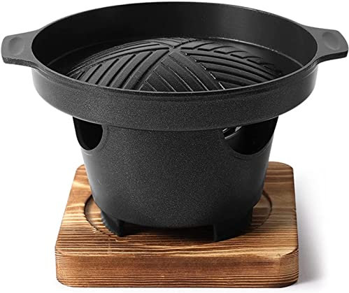 Plla de Barbacoa para Exteriores, plla de Gas, Mini Horno de Barbacoa, plla para una Sola Persona, Cocina casera, Marco de Madera, Estufa de Alcohol, Barbacoa al Aire Libre, jardín, Fiest
