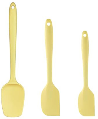 Set di 3 Spatole in Silicone da Cucina, Resistenti al Calore fino a 230°C, con Anima in Acciaio, Design Monopezzo, Senza BPA, Ideali per Pentole Antiaderenti, Impasti e Dolci