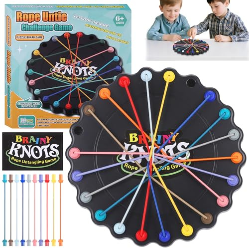 Fentar Brainy Knots Game, Twisted Rope Puzzle Game, Brain Games Strategy Challenge Toy, Portable IQ Puzzle Board Games for Kids and Adults Holiday Party Travel