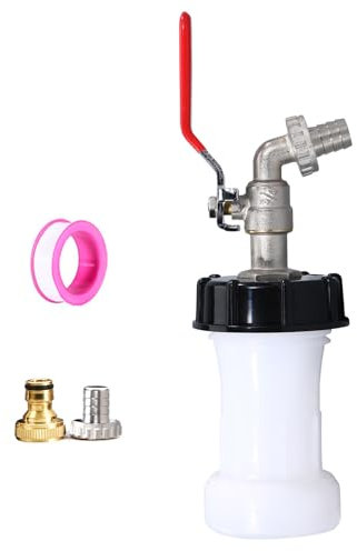 PLCPDM Extension Robinet Sortie Conteneur en Alliage Zines Robustes pour Les Réservoirs d'eau Capacité 1000L avec Buse Ruban