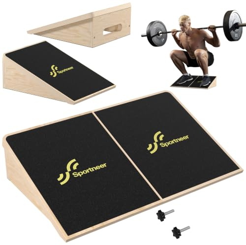 Sportneer Wadendehner Schrägbrett 540 KG, Slant Board für Squat Wedge | 15°/20° Wadendehner Knieretter Rutschfestes Holz Stretch Board – für Krafttraining & Balance Board Training Zuhause