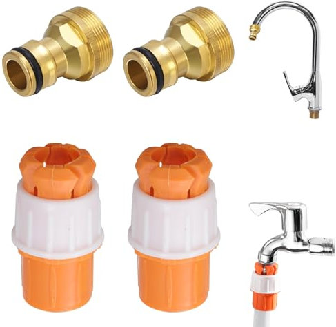 WORUIB 2 Pcs Kitchen Tap Hose Connector, Hose Tap Connector And 2 Pcs Universal Faucet Adapter, Faucet Connector Fitting Kit, Durable, Used For Garden Hoses, Kitchen Sinks, Bathrooms