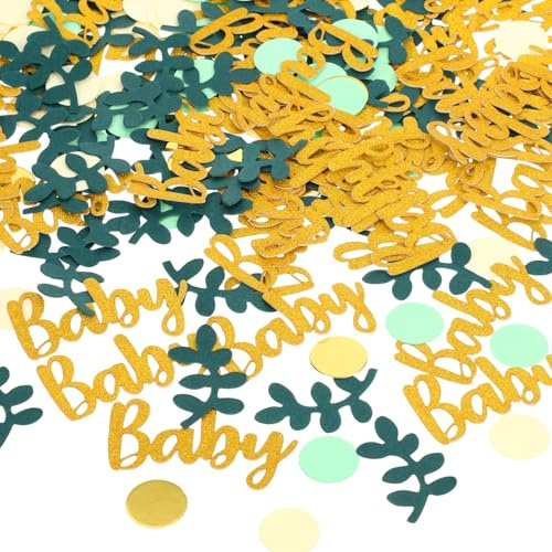 LXUEJIE 350 coriandoli decorativi da spargere per baby shower, coriandoli rotondi a pois, in carta di eucalipto, decorazione da tavolo per baby shower, decorazione per rivelare genere