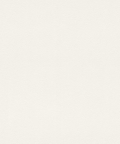 Rasch Carta da parati 350012 – Carta da parati in tessuto non tessuto, tinta unita, con struttura diagonale, colore bianco, strutturata, moderna, 10,05 m x 0,53 m (lunghezza x larghezza)