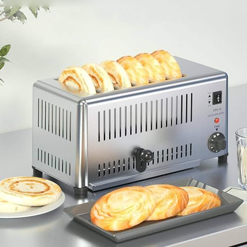 LISTaRSw Grille-Pain Escamotable à Main (1 à 2 Minutes) + 5 Vitesses Réglables, Grille-Pain Commercial à 6 Tranches – Fentes Extra Larges, Bac à Miettes Amovible