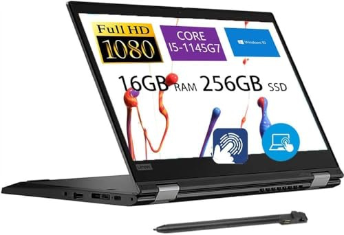 Lenovo ThinkPad L13 Yoga Gen 2, ordinateur portable professionnel 2 en 1 à écran tactile, Intel Core i5-1145G7, ordinateur portable FHD 13,3, RAM 16 Go, SSD 256 Go, clavier QWERTY, stylet, Wi-Fi