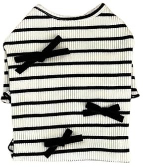 Strandkleid für Welpen, Rock, T-Shirt-Kleid, gestreift, Schleife, Strand-Outfit, Rock, Kostüm, Haustier-Outfit, Party, Hundebekleidung