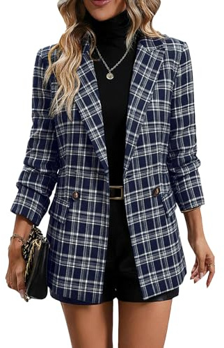 Mina Self Navy Blue Blazer Jacket for Women 2026 Summer Royal Blue Herringbone Sweater Business Casual Work Professional Womens Dressy Fitted Trendy Winter Women's Blazer & Suit Jackets Ladies BL L