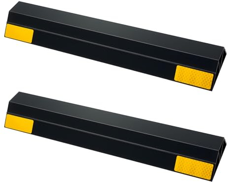 VEVOR Butée de stationnement pour garage, lot de 2, butée de roue robuste, 40,6 cm, butoir de stationnement en PP avec bandes réfléchissantes, pour voiture, camionnette, camion, pneu, roue, pare-chocs