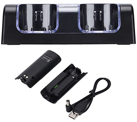 Generic Estación de Carga Dual para Estación de Carga de Batería Recargable de, Conexión de Alimentación Conveniente, para Jugadores y Entusiastas (Black)