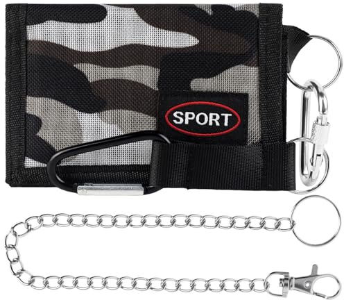 GmeDhc Portemonnaie Teenager Jungen, Geldbeutel Teenager Jungs mit Kette Clip, Portmonee Kinder Faltbare für Herren Neutrales