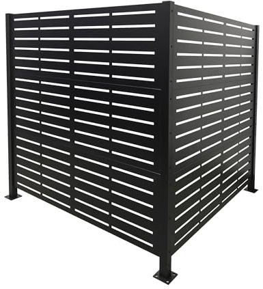 Relaxdays Line Revestimiento para contenedores, 2 Paneles 120 x 120 cm, cerramiento Modular para Cubos de Basura, Negro