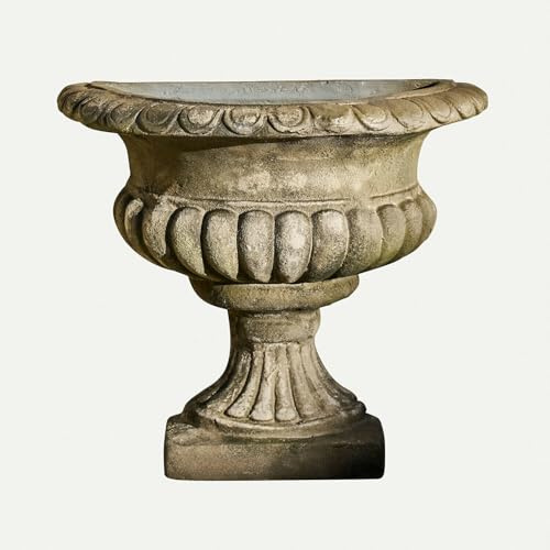 Loberon Navrelle Amphore - Pierre Artificielle à l’Ancienne - Socle Solide, Gris Vieilli