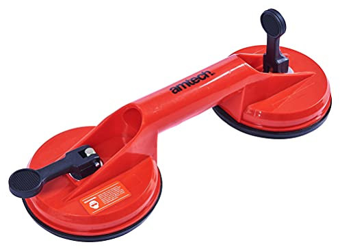 Amtech J1870 Dual Cup Suction Lifter with 60kg Capacity, Ideal for Lifting Glass Sheets and Mirrors, Clear