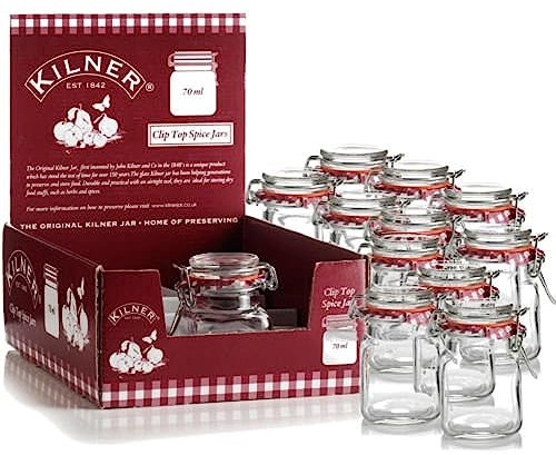 12 New Kilner Vintage Square Glass Clip Top Airtight Spice Herb Storage Jam Jars