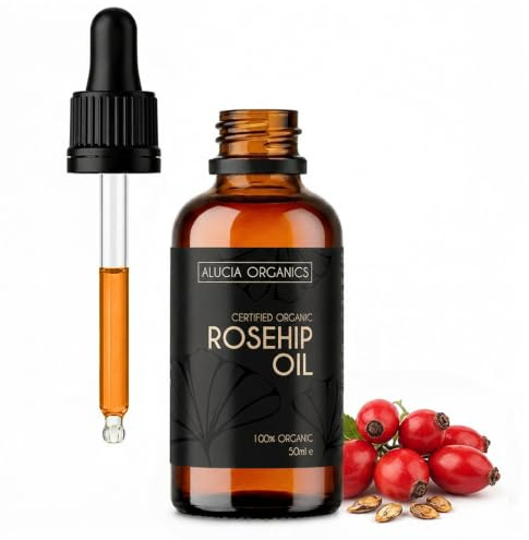 Huile d’églantier (Rosehip Oil) certifiée bio (extrait CO2) de Alucia Organics 50ml - pur, naturel, extrait au CO2, végétalien, pour la peau, le visage et le corps
