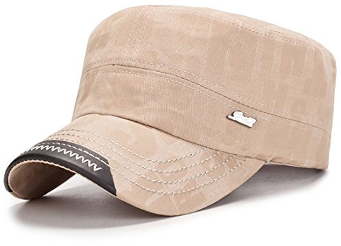 Kuyou Vintage Military Army Cap Herren Damen Cotton Baseballmütze Kappe (Beige)
