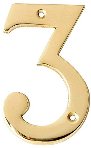 Motif 4-Inch Solid Brass Lacquered Polished Mailbox Numbers House Numbers For Outside House Numbers Address Sign For Door (Number 3)