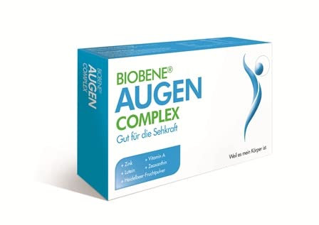 Biobene Augen Complex, Nahrungsergänzungsmittel mit Vitamin A und Zink als Beitrag für den Erhalt der Sehkraft. Plus Anthocyane aus der Heidelbeere - (1 x 60 Kapseln)