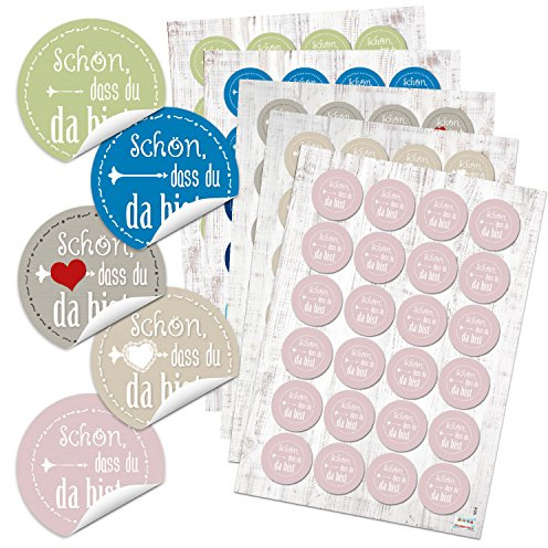 Logbuch-Verlag Aufkleber Set 120 Aufkleber Sticker Text - Schön dass du da bist - Geschenkaufkleber Gastgeschenke basteln verzieren