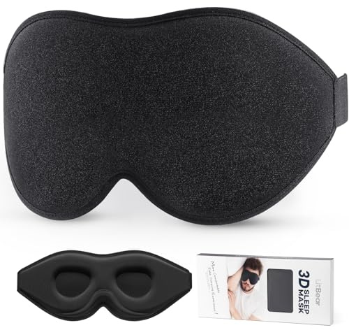 LitBear Sleep Mask for Side Sleeper Women Men, Eye Mask for Sleeping Light Blocking, 3D Contoured Cup Sleeping Mask, Soft Breathable Sleep Eye Mask with Adjustable Elastic Strap for Travel