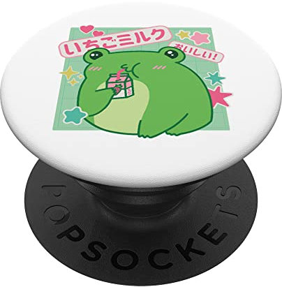 Frosch Erdbeere Milchtüte Cute Kawaii Aesthetic PopSockets mit austauschbarem PopGrip