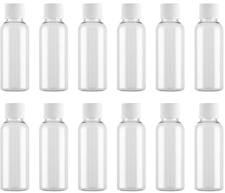 12 bottiglie vuote ricaricabili in plastica trasparente da 30 ml con tappi a vite bianchi bottiglie da viaggio contenitori cosmetici per lozione toner liquidi trucco 1 oz