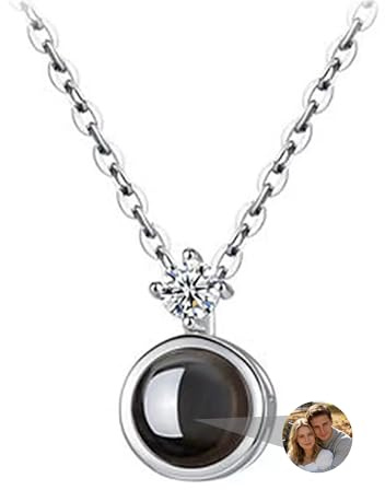 Zopmopae Fotoprojektions-Halskette Personalisierte Foto-Halskette Klassische Projektions-Anhänger-Halskette mit Bild im Inneren Individuelle Geschenke für Frauen, Mädchen, Mutter, Ehefrau