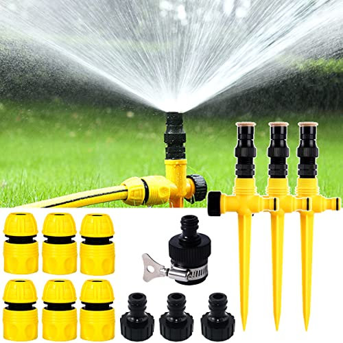 Bonseor 360° Rotation Auto Irrigation System Garden Lawn Sprinkler Patio, Garden Sprinkler Lawn Sprinkler, 90°/180°/360°, Adjustable at Will for Outdoor Grass Garden Yard Lawns (3 PCS)