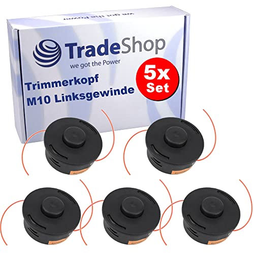 5x Trade-Shop Trimmerkopf/Fadenkopf/Mähkopf M10 Linksgewinde für Stihl FS350 FS450 KM55 KM55R KM56R KM85 KM90 KM90R KM94 Motorsense Freischneider