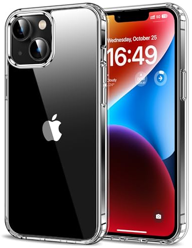 HOOMIL Hülle für iPhone 14, Anti-Vergilbung, Transparent | Stoßschutz, Durchsichtige Kratzfeste Harte Rückseite, Unterstützt Kabelloses Laden