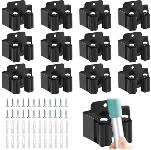 Royouzi 12 Stück Gerätehalter, Besenhalterung Wand, Besenhalter Wand, Wandhalterung, Gerätehalter Hakenleiste zur Aufhängung der Gartengeräte und Besen für Wischmopp, Besen, Schaufel, Werkzeuge
