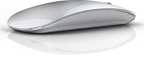 Uiosmuph U30 Souris Bluetooth, Trois Modes sans Fil (BT5.1 USB) silencieuse Rechargeable Portable pour Mac/Ordinateur/Linux/Android, Argent
