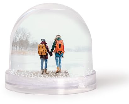 Smartphoto Weihnachtsdekoration - personalisierte Schneekugel mit Foto Ihrer Wahl - Geschenkidee Weihnachtsfeier - Weiß