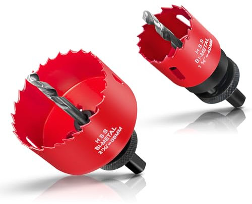 HYCHIKA Bi-Metal Hole Saw, 2PCS Hole Saw Set 68mm 40mm, Cutting Depth: 32mm, Perfect for Drilling Soft Metal, Wood, PVC Board and Plastic