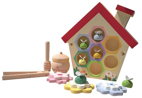 Generic Wooden Bees Hive Sensory Toys Beehive Game Bee Sorting and Stacking Toys for Kids
