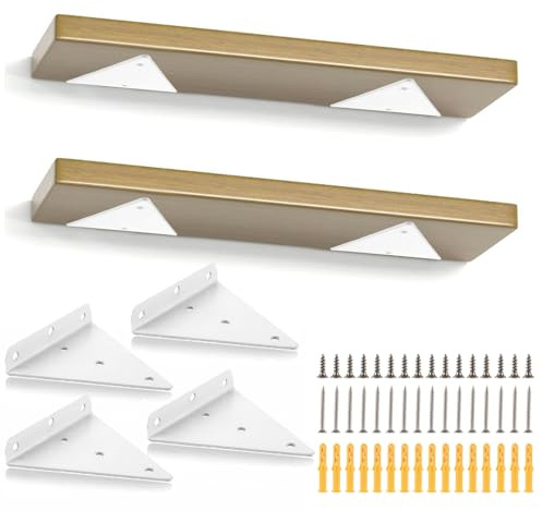 SENENQU Lot de 4 Support Etagere Triangle Blanc, 14CM Supports D'étagère Flottant en Fer, Support Étagère Mural en Métal Pour Étagères Ouvertes de Bricolage
