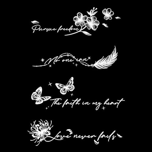 4 Pieces Of English Collarbone Juice Herbal Temporary Tattoo Fake Tattoo Stickers Waterproof Semi-Permanent Arm And Ankle Lasting For Two Weeks