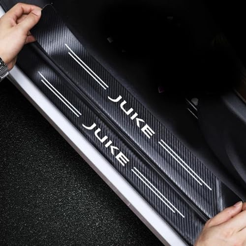 4 Stück Auto Einstiegsleisten Schutz Aufkleber für Nissan Juke F15 F16, Kohlefaser Türschweller Trittschutz Lackschutzfolie (Weiß)